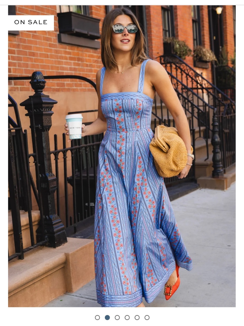 Hill House Ezra Blue Floral Maxi Dress with Wide Straps